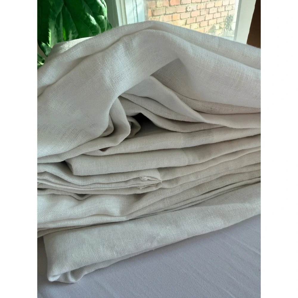 NWOT QUINCE Ivory Luxe Linen Room Darkening Organic Single Panel 48x96 MSRP $110